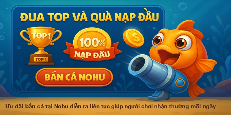 Ưu đãi bắn cá tại Nohu diễn ra liên tục giúp người chơi nhận thưởng mỗi ngày